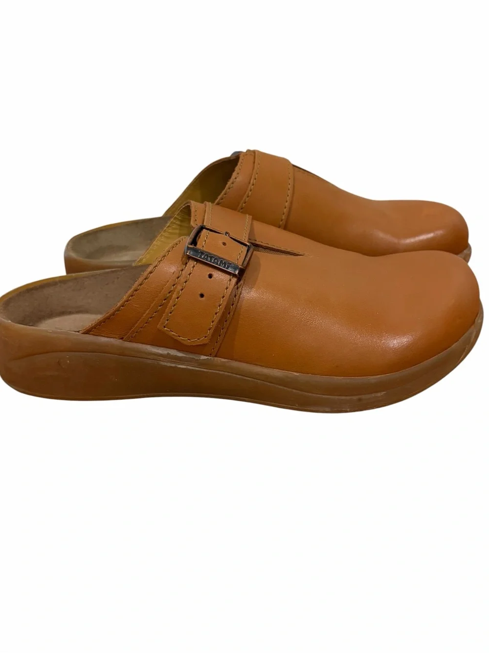 Birkenstock Tatami brown leather mules Slip-On Buckle Clogs men’s 9 ladies 11